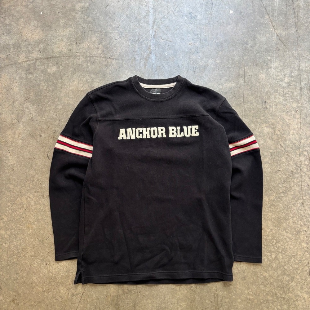 Vintage Anchor Blue Striped Surf Skate Sweater Size Medium